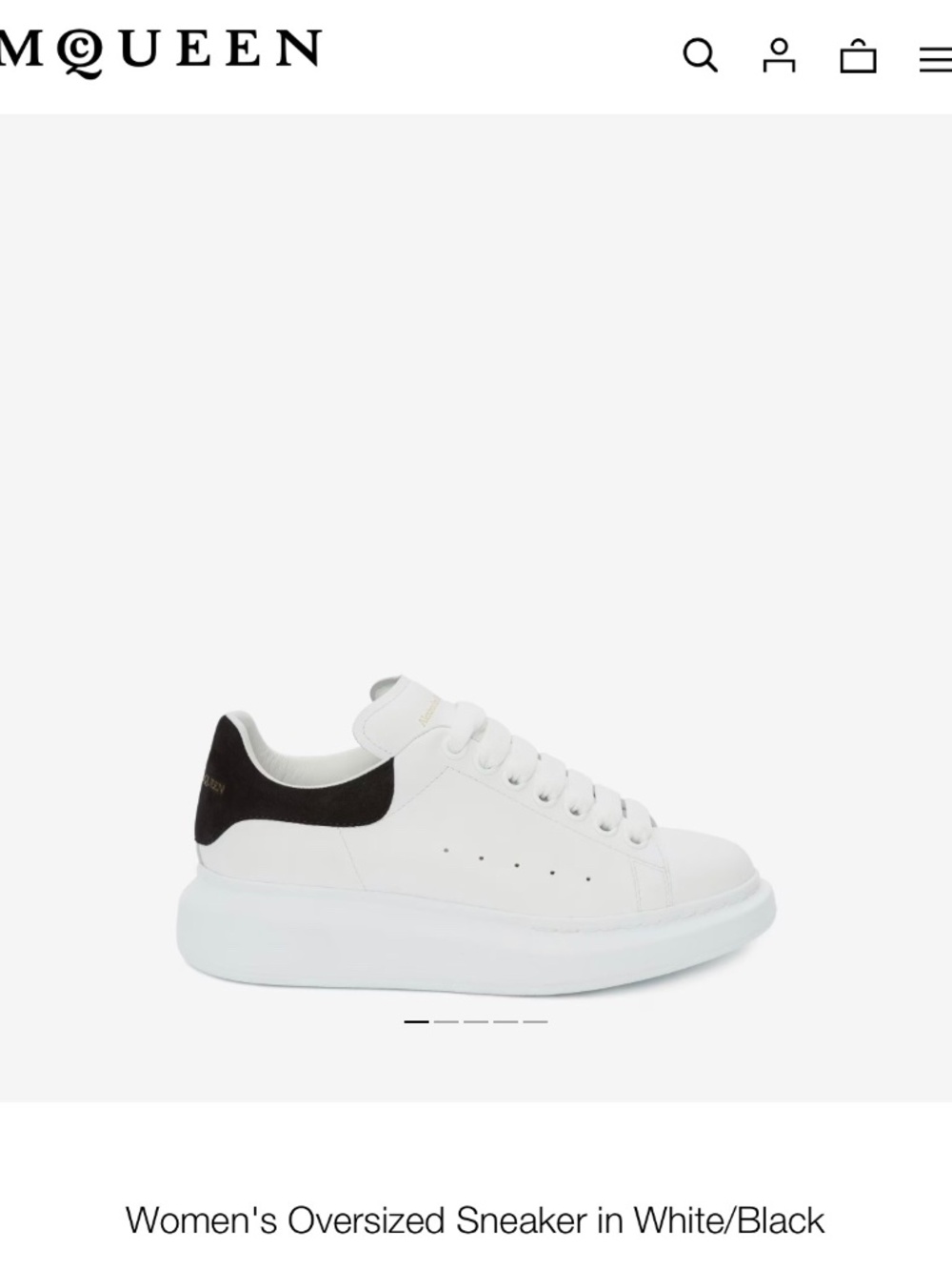 Alexander McQueen platform low top sneaker Daim White/Black - Picture 1 of 7